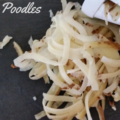 Spiralized potatoes made with a veggetti