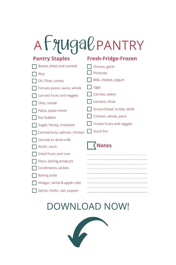A frugal pantry checklist