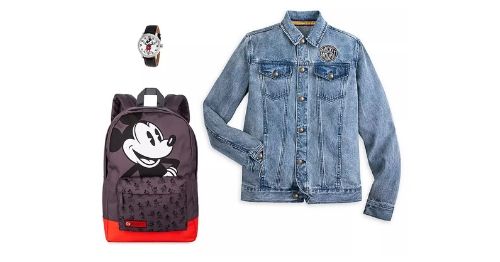 Disney watch, backpack, and demin jacket