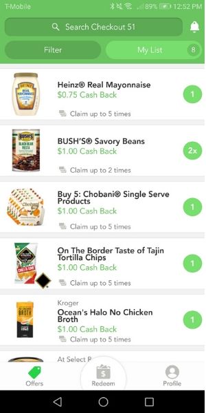 Use money-saving apps like Checkout51 to save money on groceries