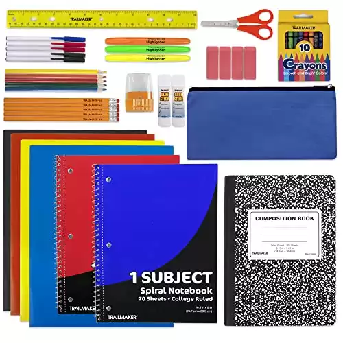 Back to School Supplies Essential Bundle - 4th Grade | 5th Grade | 6th  Grade | 7th | 8th Grade Notebook, Folders,Headphones, Markers, Glue, Ruler
